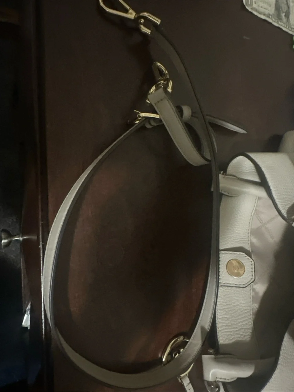 Michael Kors Light Cream Leather Tote with Gold Hardware